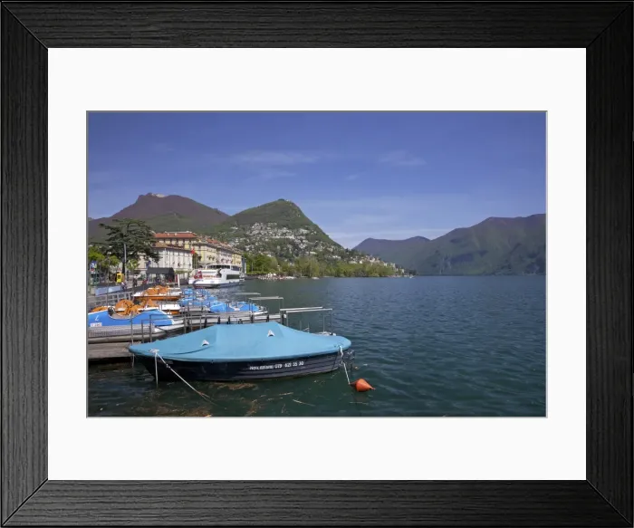 Framed Print : Lakeside in sunshine, city of Lugano, Lake Lugano, Ticino, Switzerland, Europe Framed Print : Lakeside in sunshine, city of Lugano, Lake Lugano, Ticino, Switzerland, Europe