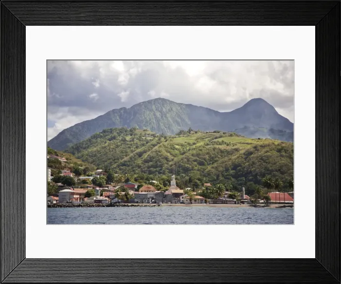 Framed Print : View of Saint-Pierre showing Mount Pelee in background, Fort-de-France, Martinique, Lesser Antilles, West Indies, Caribbean, Central America Framed Print : View of Saint-Pierre showing Mount Pelee in background, Fort-de-France, Martinique, Lesser Antilles, West Indies, Caribbean, Central America