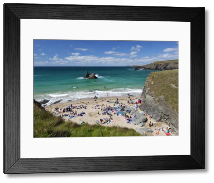 Framed Print : Small beach on North Cornwall coast, Porthcothan, near Newquay, Cornwall, England Framed Print : Small beach on North Cornwall coast, Porthcothan, near Newquay, Cornwall, England