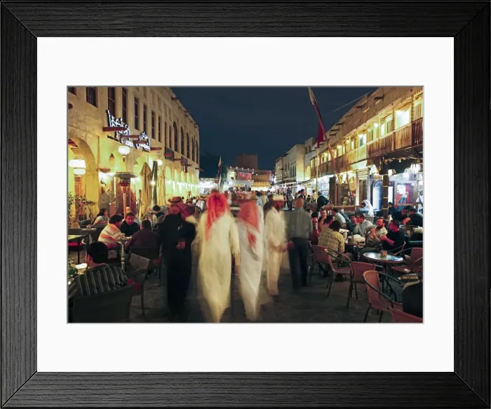 Framed Print : The restored Souq Waqif with mud rendered shops and exposed timber beams, Doha, Qatar, Middle East Framed Print : The restored Souq Waqif with mud rendered shops and exposed timber beams, Doha, Qatar, Middle East