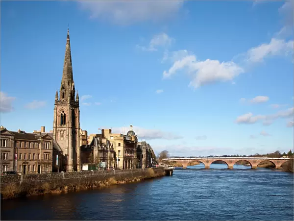 St Matthews Church and the River Tay, Perth, Perth and Kinross, Scotland
