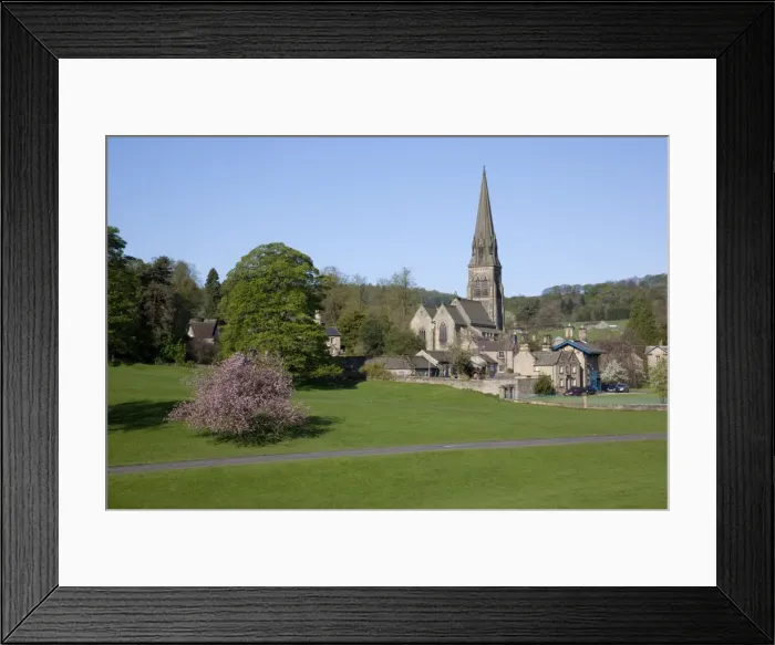 Framed Print : Edensor Parish Church in spring, Derbyshire, England, United Kingdom, Europe Framed Print : Edensor Parish Church in spring, Derbyshire, England, United Kingdom, Europe