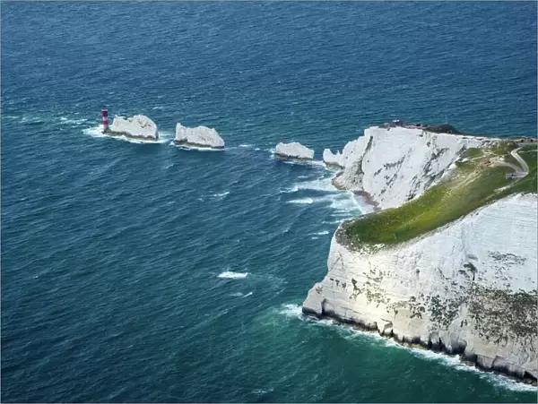 Aerial view of the Needles, Isle of Wight, England, United Kingdom, Europe
