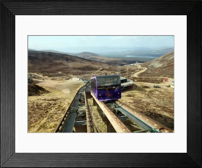 Framed Print : Uphill car is about to pass the downhill car on the Cairngorm funicular railway, Cairngorms, Scotland, United Kingdom, Europe Framed Print : Uphill car is about to pass the downhill car on the Cairngorm funicular railway, Cairngorms, Scotland, United Kingdom, Europe