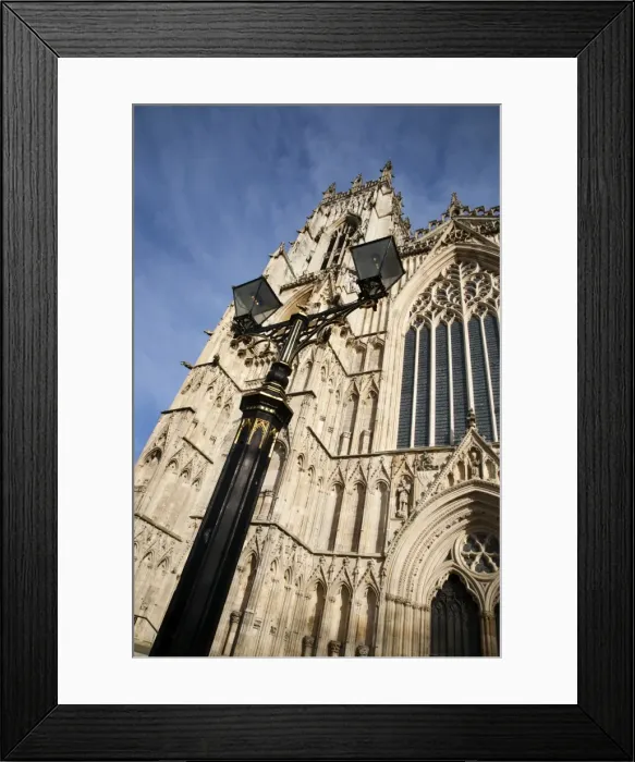 Framed Print : Street lamp and West Front of York Minster, York, Yorkshire, England Framed Print : Street lamp and West Front of York Minster, York, Yorkshire, England