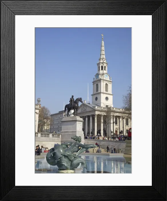 Framed Print : Trafalgar Square fountains and St. Martin in the Fields, London, England, United Kingdom, Europe Framed Print : Trafalgar Square fountains and St. Martin in the Fields, London, England, United Kingdom, Europe