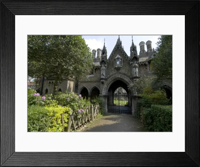 Framed Print : Holly Village, Grade 2 listed Gothic style buildings dating from 1865, architect Henry Darybishire, Highgate, London, England, United Kingdom, Europe