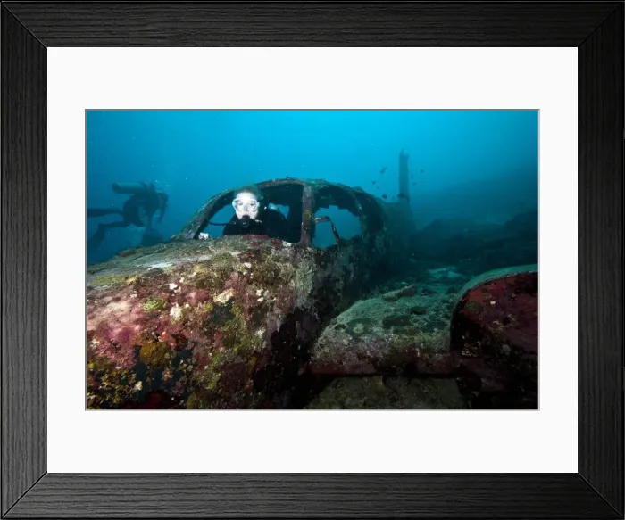 Framed Print : Diver inside the wreck of a four seater airplane, Philippines, Southeast Asia, Asia Framed Print : Diver inside the wreck of a four seater airplane, Philippines, Southeast Asia, Asia