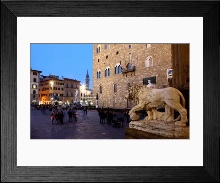 Framed Print : Piazza della Signoria at dusk, Florence, UNESCO World Heritage Site, Tuscany, Italy, Europe