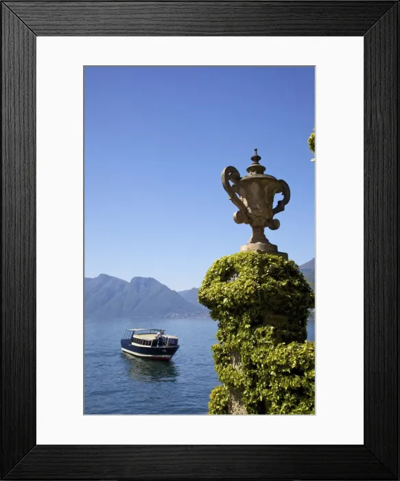 Framed Print : Passenger boat in spring sunshine off Villa Balbianello, Lenno, Lake Como, Lombardy, Italian Lakes, Northern Italy, Europe Framed Print : Passenger boat in spring sunshine off Villa Balbianello, Lenno, Lake Como, Lombardy, Italian Lakes, Northern Italy, Europe