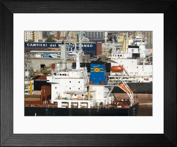 Framed Print : Ship in Naples Port, Campania, Italy, Europe Framed Print : Ship in Naples Port, Campania, Italy, Europe