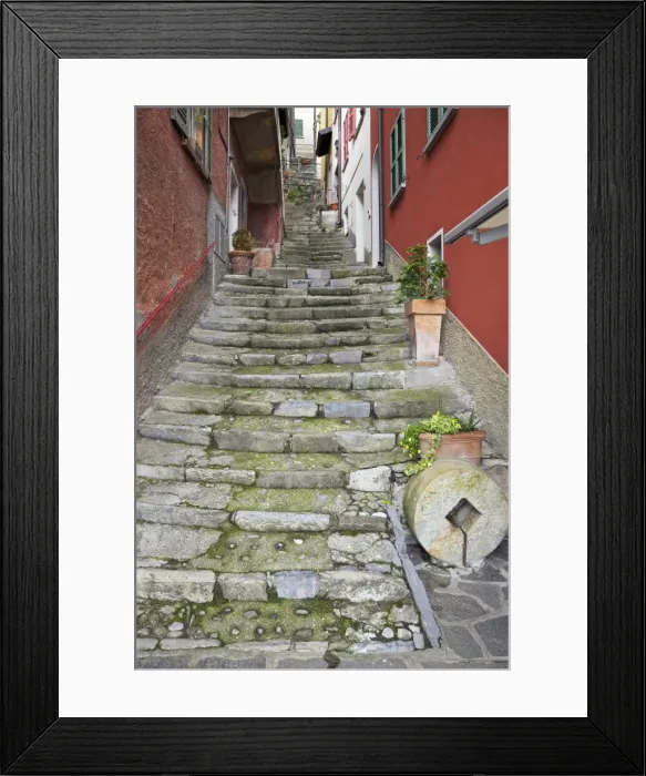 Framed Print : Medieval cobbled back streets of Varenna, Lake Como, Lombardy, Italy, Europe Framed Print : Medieval cobbled back streets of Varenna, Lake Como, Lombardy, Italy, Europe