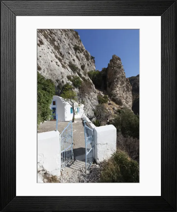 Framed Print : Chapel below Cave of Pythagoras, Mount Kerketeas, near Kambos, Samos, Aegean Islands, Greece Framed Print : Chapel below Cave of Pythagoras, Mount Kerketeas, near Kambos, Samos, Aegean Islands, Greece