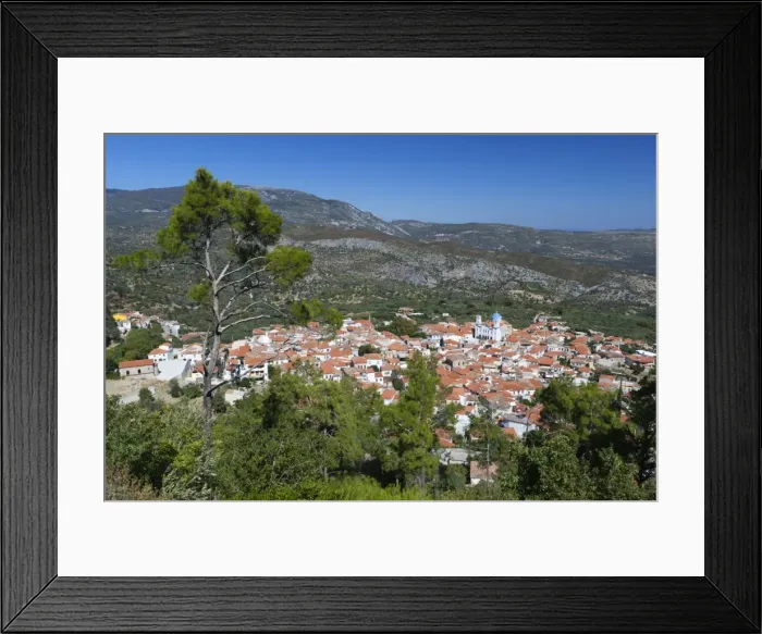 Framed Print : View over mountain village, Pagondas, Samos, Aegean Islands, Greece Framed Print : View over mountain village, Pagondas, Samos, Aegean Islands, Greece