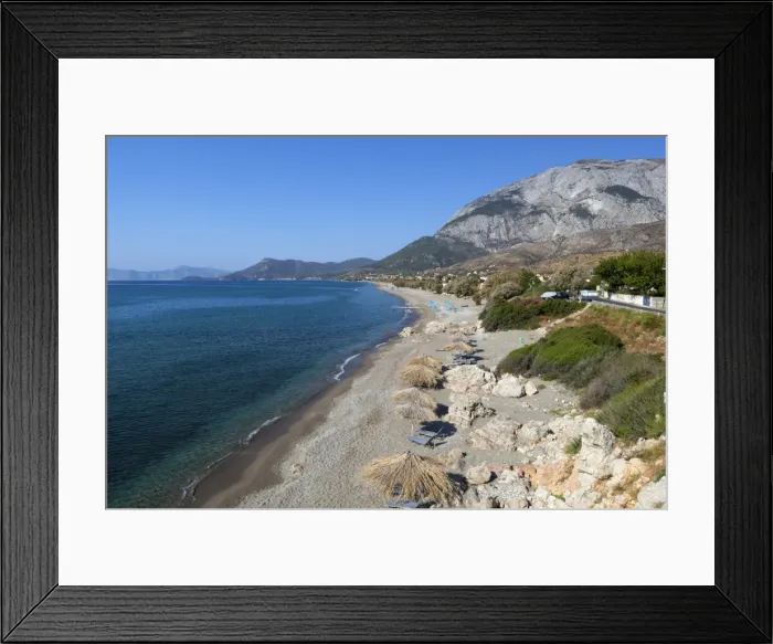 Framed Print : Beach and Mount Kerketeas, Kambos, Samos, Aegean Islands, Greece Framed Print : Beach and Mount Kerketeas, Kambos, Samos, Aegean Islands, Greece