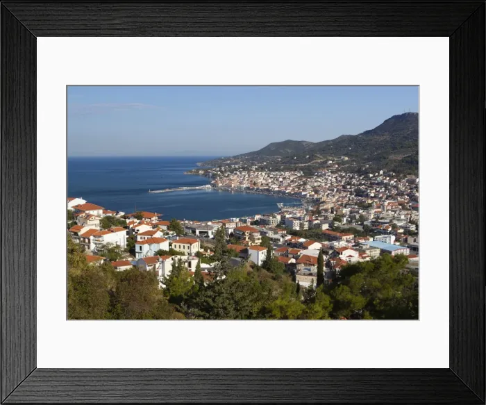 Framed Print : View over town and port, Samos Town, Samos, Aegean Islands, Greece Framed Print : View over town and port, Samos Town, Samos, Aegean Islands, Greece