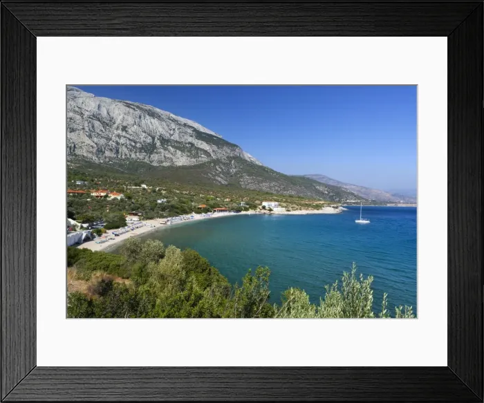 Framed Print : Limnionas beach and Mount Kerketeas, Samos, Aegean Islands, Greece, Europe Framed Print : Limnionas beach and Mount Kerketeas, Samos, Aegean Islands, Greece, Europe