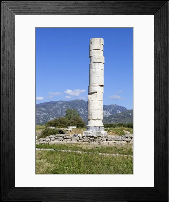 Framed Print : Ireon archaeological site with column of the Temple of Hera, Ireon, Samos, Aegean Islands, Greece Framed Print : Ireon archaeological site with column of the Temple of Hera, Ireon, Samos, Aegean Islands, Greece