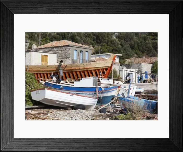 Framed Print : Traditional boat building yard, Aghios Isidhoros, Samos, Aegean Islands, Greece Framed Print : Traditional boat building yard, Aghios Isidhoros, Samos, Aegean Islands, Greece