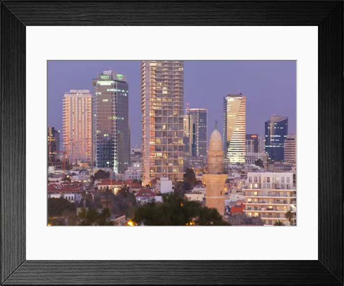 Framed Print : Downtown buildings viewed from HaPisgah Gardens Park, Jaffa, Tel Aviv, Israel, Middle East