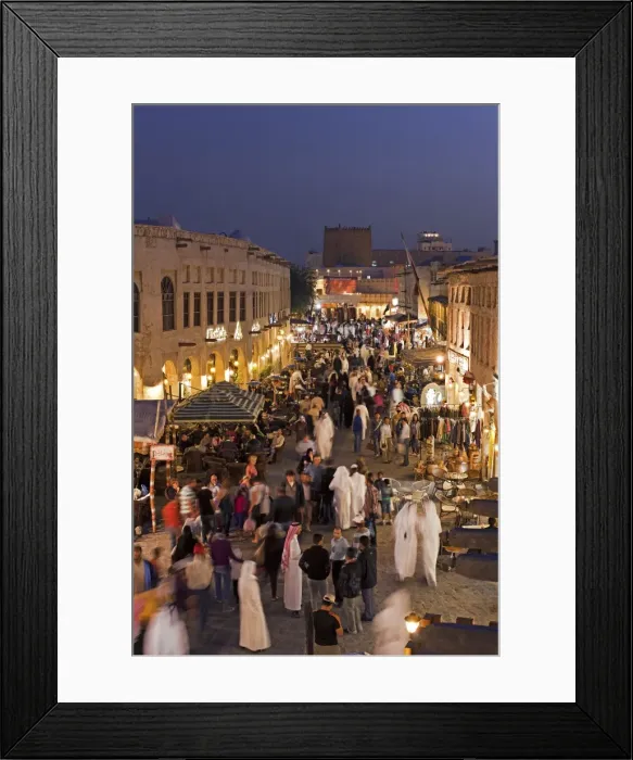 Framed Print : The restored Souq Waqif with mud rendered shops and exposed timber beams, Doha, Qatar, Middle East Framed Print : The restored Souq Waqif with mud rendered shops and exposed timber beams, Doha, Qatar, Middle East