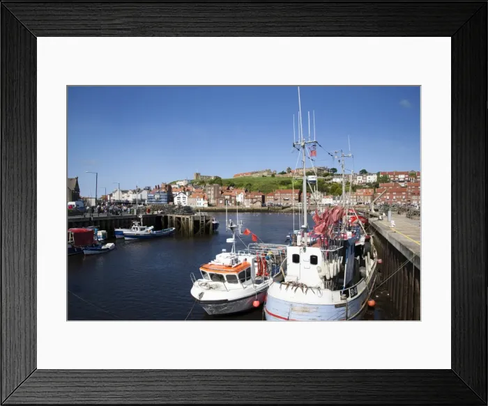 Framed Print : Fising boats in the Upper Harbour at Whitby, North Yorkshire, Yorkshire, England, United Kingdom, Europe Framed Print : Fising boats in the Upper Harbour at Whitby, North Yorkshire, Yorkshire, England, United Kingdom, Europe