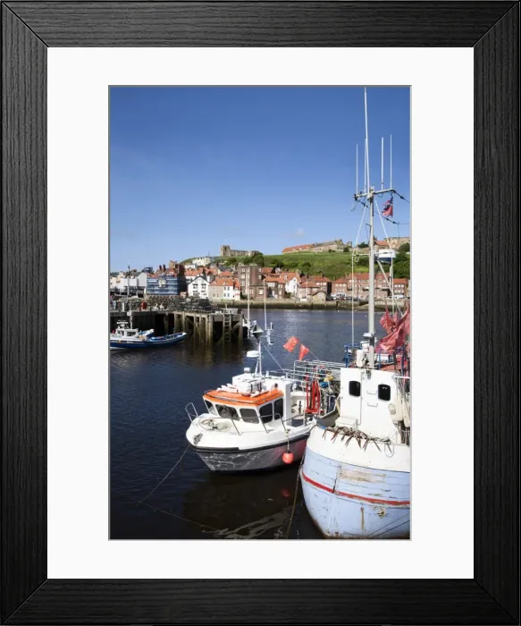 Framed Print : Fising boats in the Upper Harbour at Whitby, North Yorkshire, Yorkshire, England, United Kingdom, Europe Framed Print : Fising boats in the Upper Harbour at Whitby, North Yorkshire, Yorkshire, England, United Kingdom, Europe