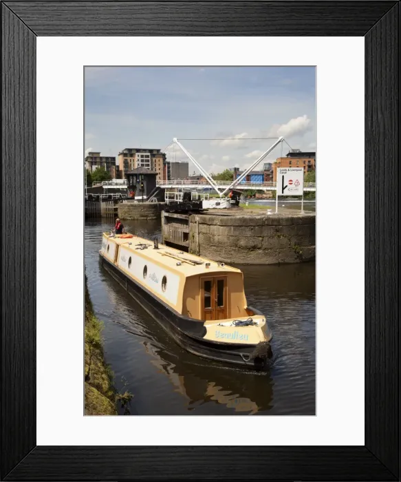 Framed Print : Narrowboat navigating Leeds Lock No 1 Aire and Calder Navigation, Leeds, West Yorkshire, Yorkshire, England, United Kingdom, Europe Framed Print : Narrowboat navigating Leeds Lock No 1 Aire and Calder Navigation, Leeds, West Yorkshire, Yorkshire, England, United Kingdom, Europe