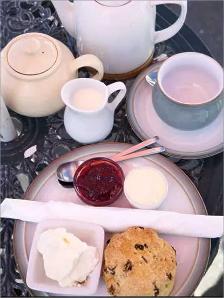 Cream tea at the Castle by the Sea Tearoom, Scarborough, North Yorkshire, Yorkshire, England, United Kingdom, Europe