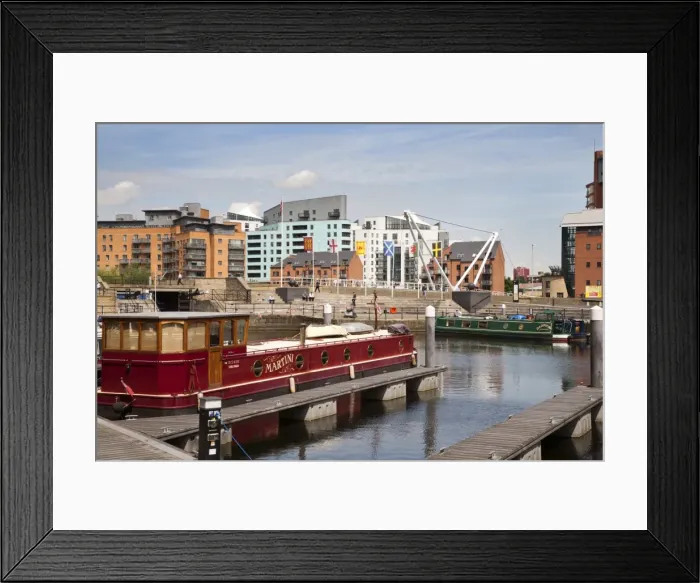 Framed Print : Barge at Clarence Dock, Leeds, West Yorkshire, Yorkshire, England, United Kingdom, Europe Framed Print : Barge at Clarence Dock, Leeds, West Yorkshire, Yorkshire, England, United Kingdom, Europe