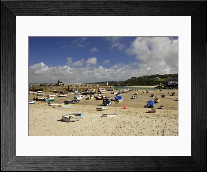 Framed Print : Boats in St Ives harbour at low tide, Cornwall, England Framed Print : Boats in St Ives harbour at low tide, Cornwall, England