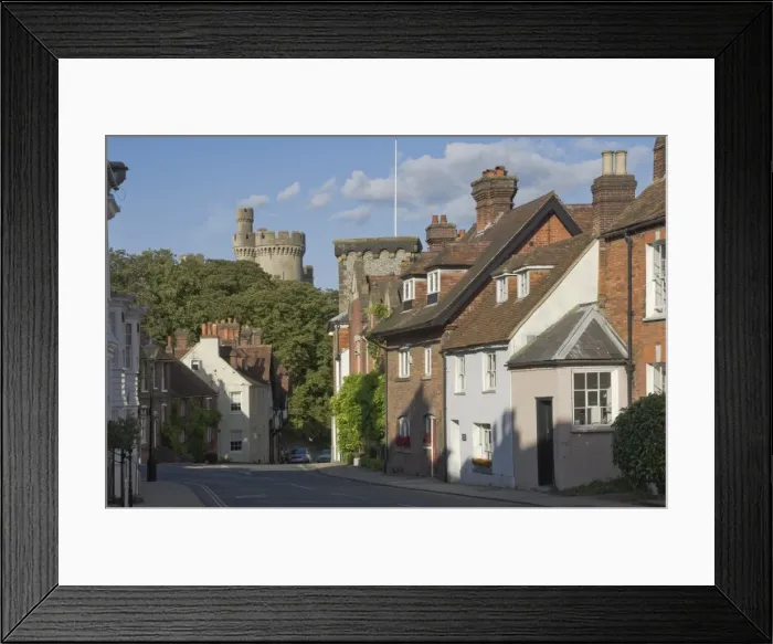 Framed Print : Mixed red brick dwellings approaching Arundel Castle, Arundel, West Sussex, England, United Kingdom, Europe Framed Print : Mixed red brick dwellings approaching Arundel Castle, Arundel, West Sussex, England, United Kingdom, Europe