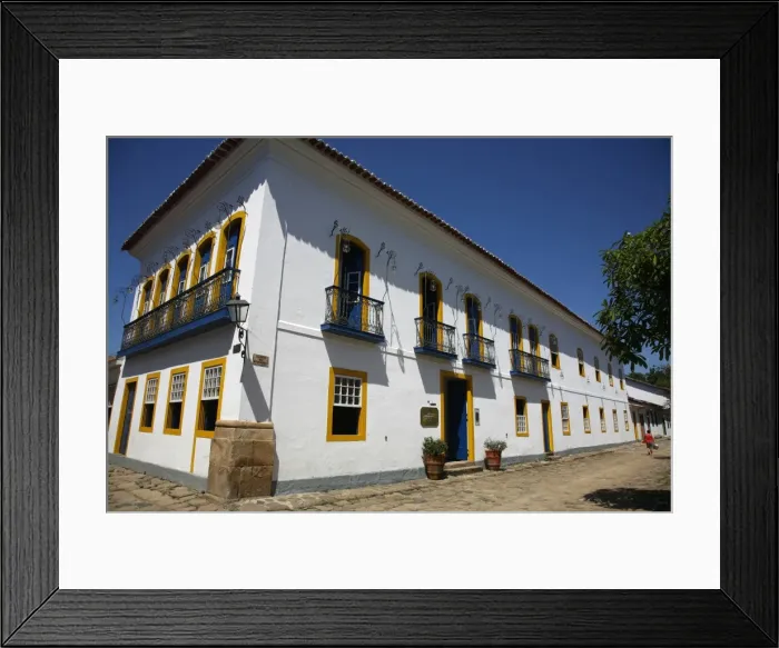 Framed Print : The exterior of Pousada do Sando luxury hotel, a typical colonial house in the historic part of Parati, Rio de Janeiro State, Brazil, South America Framed Print : The exterior of Pousada do Sando luxury hotel, a typical colonial house in the historic part of Parati, Rio de Janeiro State, Brazil, South America