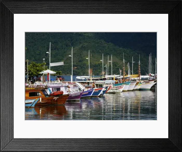 Framed Print : Colorful fishing boats in the harbour, Parati, Rio de Janeiro State, Brazil, South America Framed Print : Colorful fishing boats in the harbour, Parati, Rio de Janeiro State, Brazil, South America