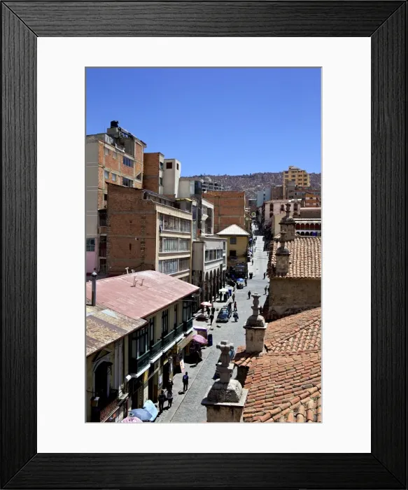 Framed Print : A high view of a street in La Paz, Bolivia, South America Framed Print : A high view of a street in La Paz, Bolivia, South America