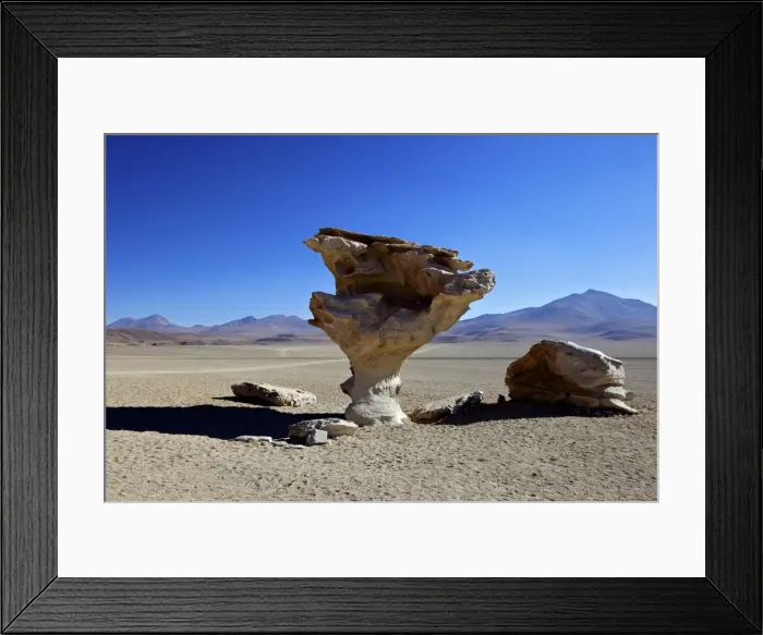 Framed Print : Arbol de Piedra (stone tree), wind eroded rock near Laguna Colorada, Southwest Highlands, Bolivia, South America Framed Print : Arbol de Piedra (stone tree), wind eroded rock near Laguna Colorada, Southwest Highlands, Bolivia, South America