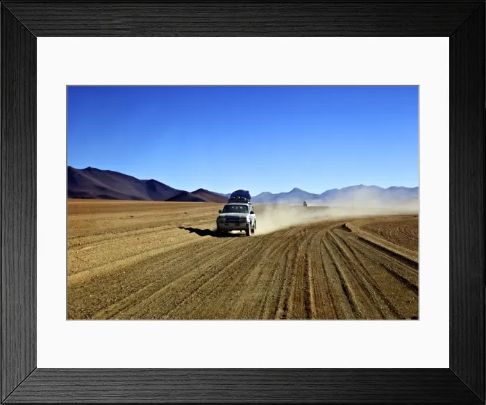 Framed Print : A 4x4 on the Southwest Circuit Tour, Bolivia, South America Framed Print : A 4x4 on the Southwest Circuit Tour, Bolivia, South America