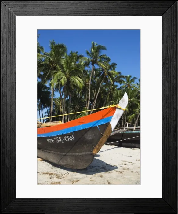 Framed Print : Traditional fishing boat, Palolem, Goa, India, Asia Framed Print : Traditional fishing boat, Palolem, Goa, India, Asia