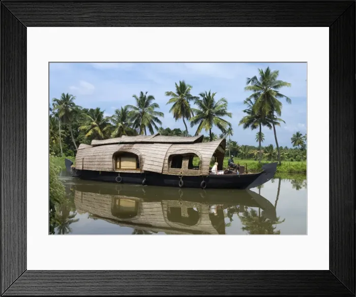 Framed Print : Houseboat along the Backwaters, near Alappuzha (Alleppey), Kerala, India, Asia Framed Print : Houseboat along the Backwaters, near Alappuzha (Alleppey), Kerala, India, Asia