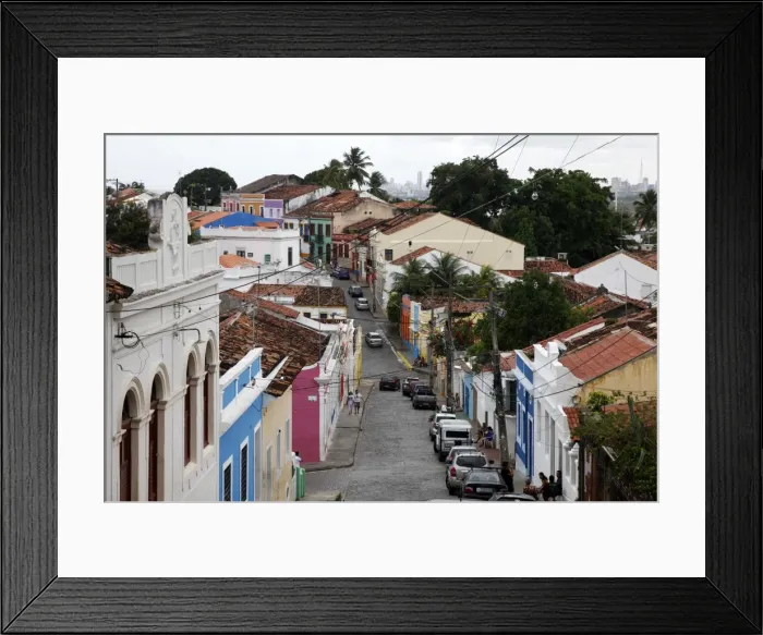 Framed Print : Street scene with colorful houses, Olinda, UNESCO World Heritage Site, Pernambuco, Brazil, South America Framed Print : Street scene with colorful houses, Olinda, UNESCO World Heritage Site, Pernambuco, Brazil, South America