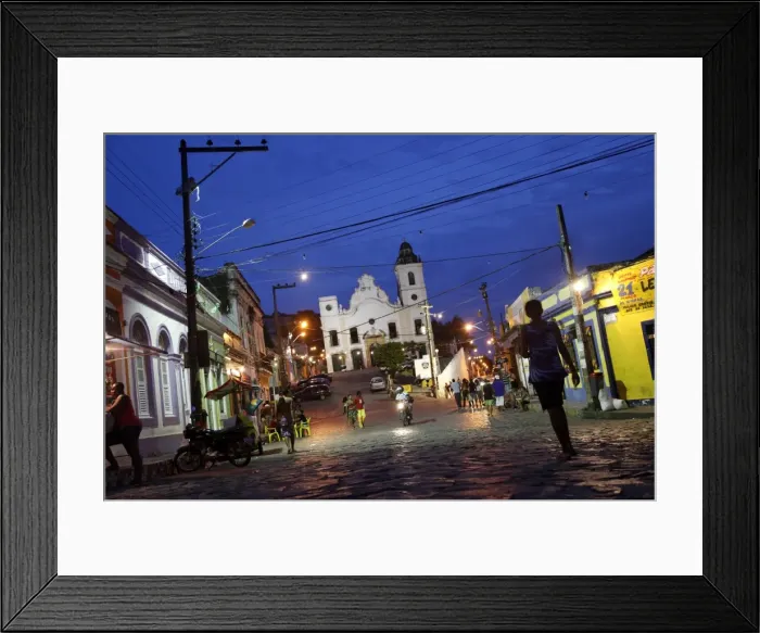 Framed Print : Street scene at night, Olinda, Pernambuco, Brazil, South America Framed Print : Street scene at night, Olinda, Pernambuco, Brazil, South America