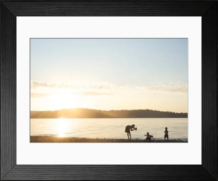 Framed Print : Silhouette of mother taking pictures of children at sunset, Vashon Island, Washington State, United States of America, North America Framed Print : Silhouette of mother taking pictures of children at sunset, Vashon Island, Washington State, United States of America, North America