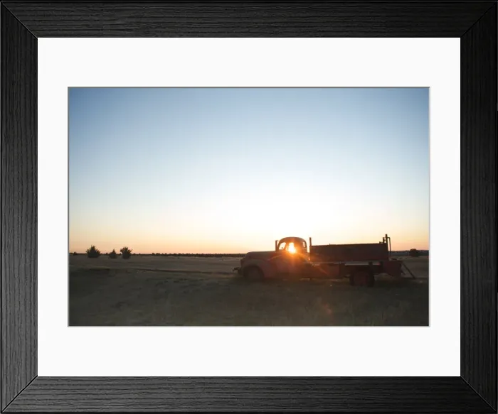 Framed Print : The sun beams through window of old farm truck at sunrise, Shaniko, California, United States of America, North America Framed Print : The sun beams through window of old farm truck at sunrise, Shaniko, California, United States of America, North America