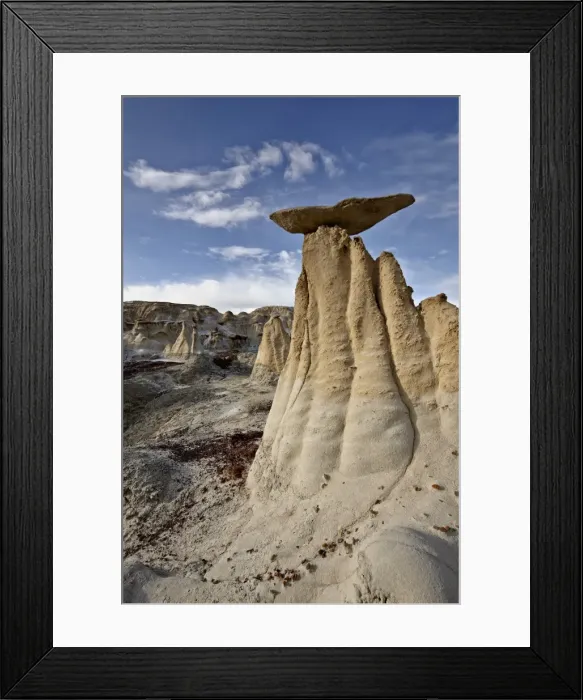 Framed Print : Yellow hoodoos under clouds, San Juan Basin, New Mexico, United States of America, North America