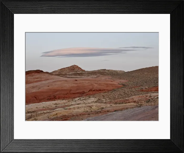 Framed Print : Cloud at dusk over the red and yellow sandstone, Valley Of Fire State Park, Nevada, United States of America, North America