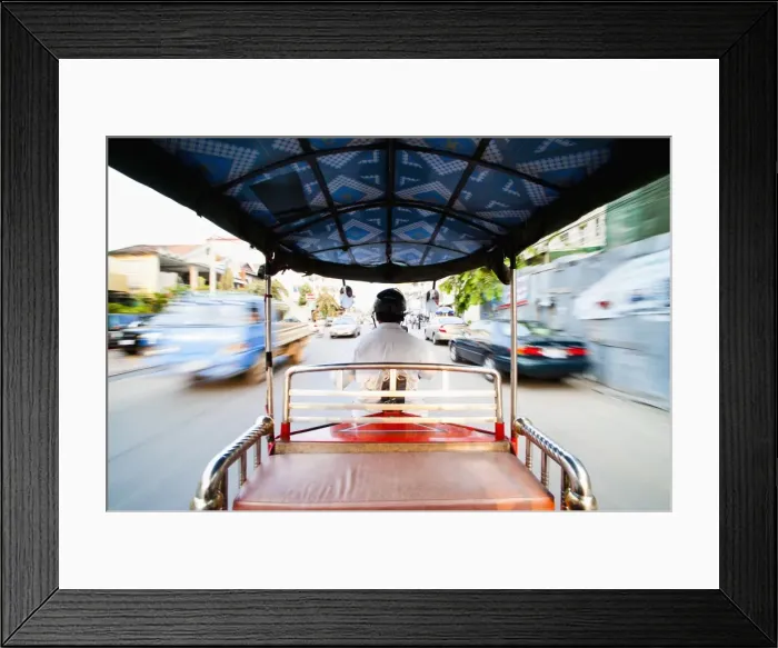 Framed Print : Tuktuk driver speeding along the roads of Phnom Penh, Cambodia, Indochina, Southeast Asia, Asia
