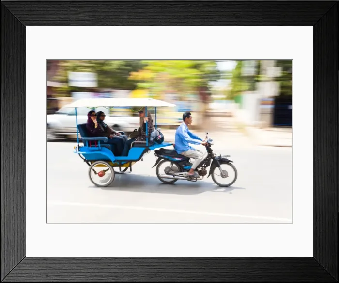 Framed Print : Motion blurred tourists in a tuk tuk speeding along the streets of Siem Reap, Cambodia, Indochina, Southeast Asia, Asia Framed Print : Motion blurred tourists in a tuk tuk speeding along the streets of Siem Reap, Cambodia, Indochina, Southeast Asia, Asia