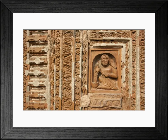 Framed Print : Detail of carved rekha style facade of the 19th century Prataspeswar terracotta temple, built in 1849, Kalna temple complex, West Bengal, India, Asia Framed Print : Detail of carved rekha style facade of the 19th century Prataspeswar terracotta temple, built in 1849, Kalna temple complex, West Bengal, India, Asia