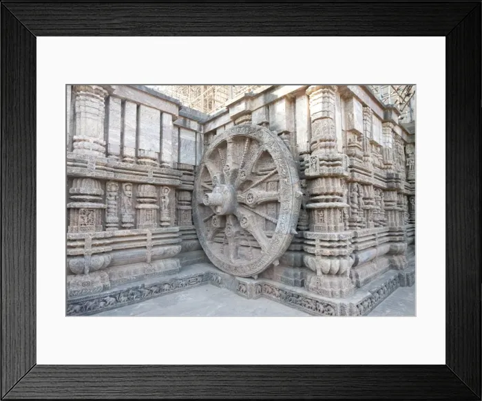 Framed Print : Carved chariot wheel on the wall of the 13th century Konarak Sun temple, built as the chariot of Surya the Sun god, UNESCO World Heritage Site, Konarak, Orissa, India, Asia Framed Print : Carved chariot wheel on the wall of the 13th century Konarak Sun temple, built as the chariot of Surya the Sun god, UNESCO World Heritage Site, Konarak, Orissa, India, Asia