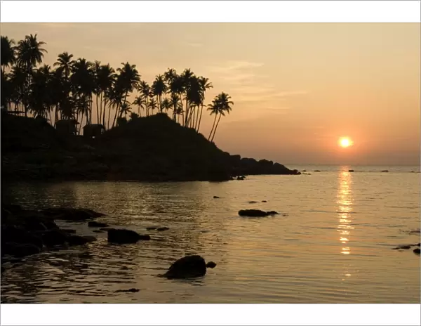 Sunset over Colomb Beach, Palolem, Goa, India, Asia